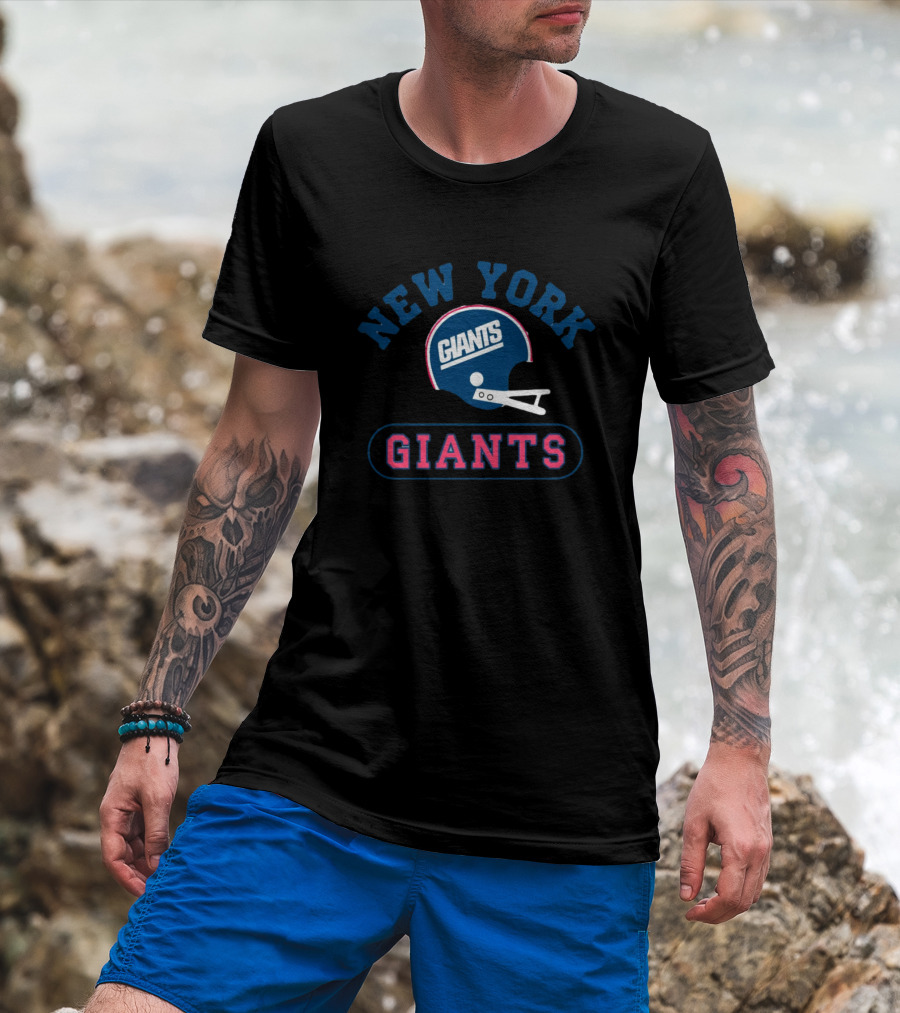 New York Giants Throwback Helmet Giants Homage Tri-Blend T-Shirt