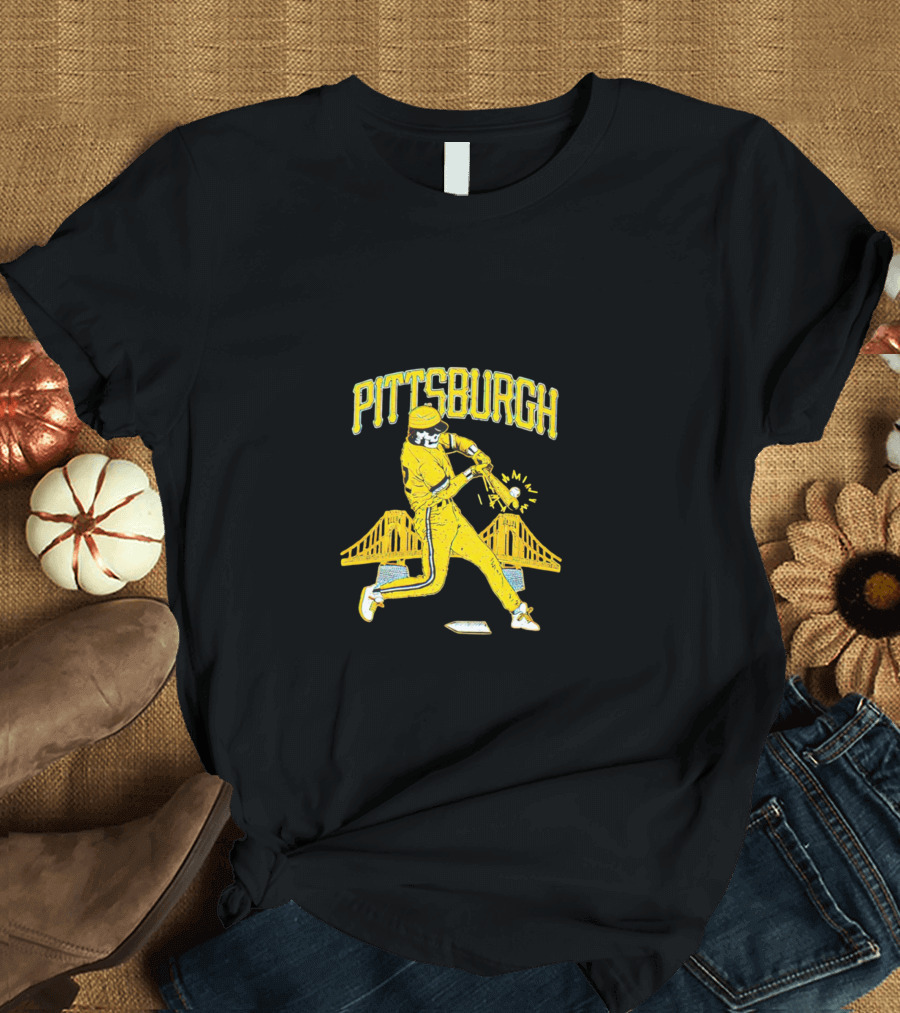 Pittsburgh Skeleton Baseball With Bridges And Pirate T-Shirt