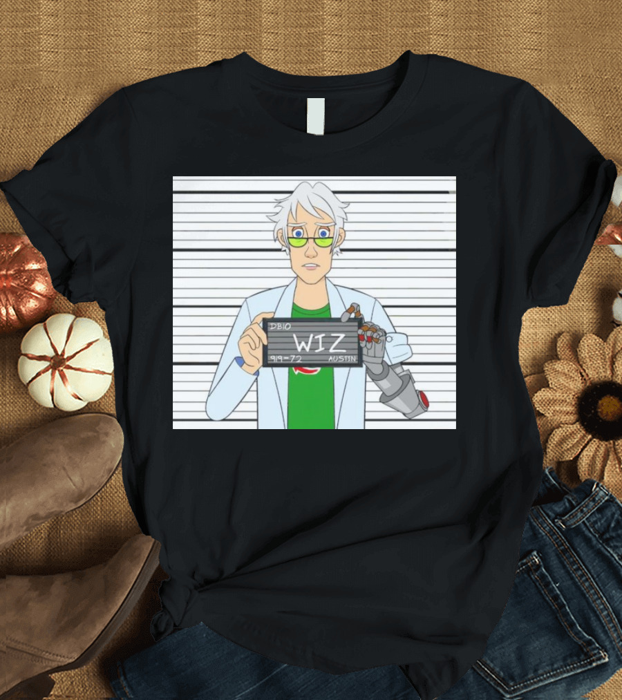 DB10 Wiz 919 72 Austin Scientist Character With Robotic Arm T-Shirt