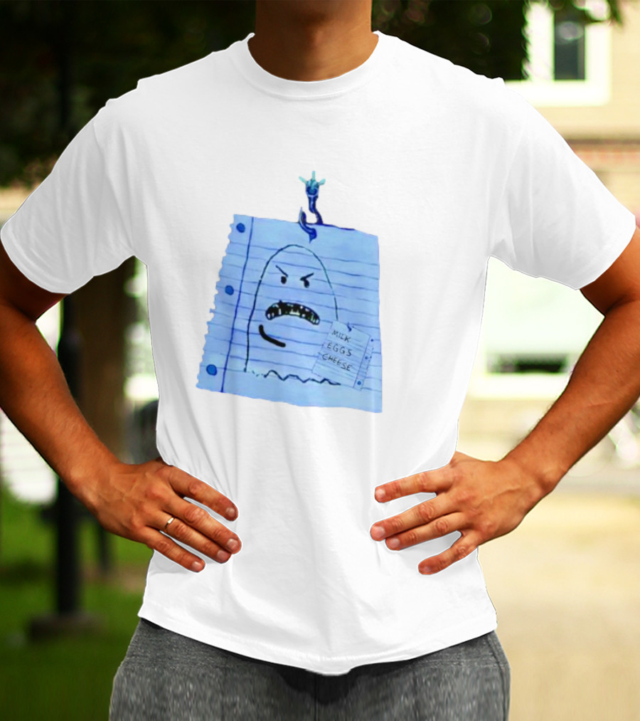 Ghost Holding Milk Eggs Cheese List On Notebook Paper T-Shirt