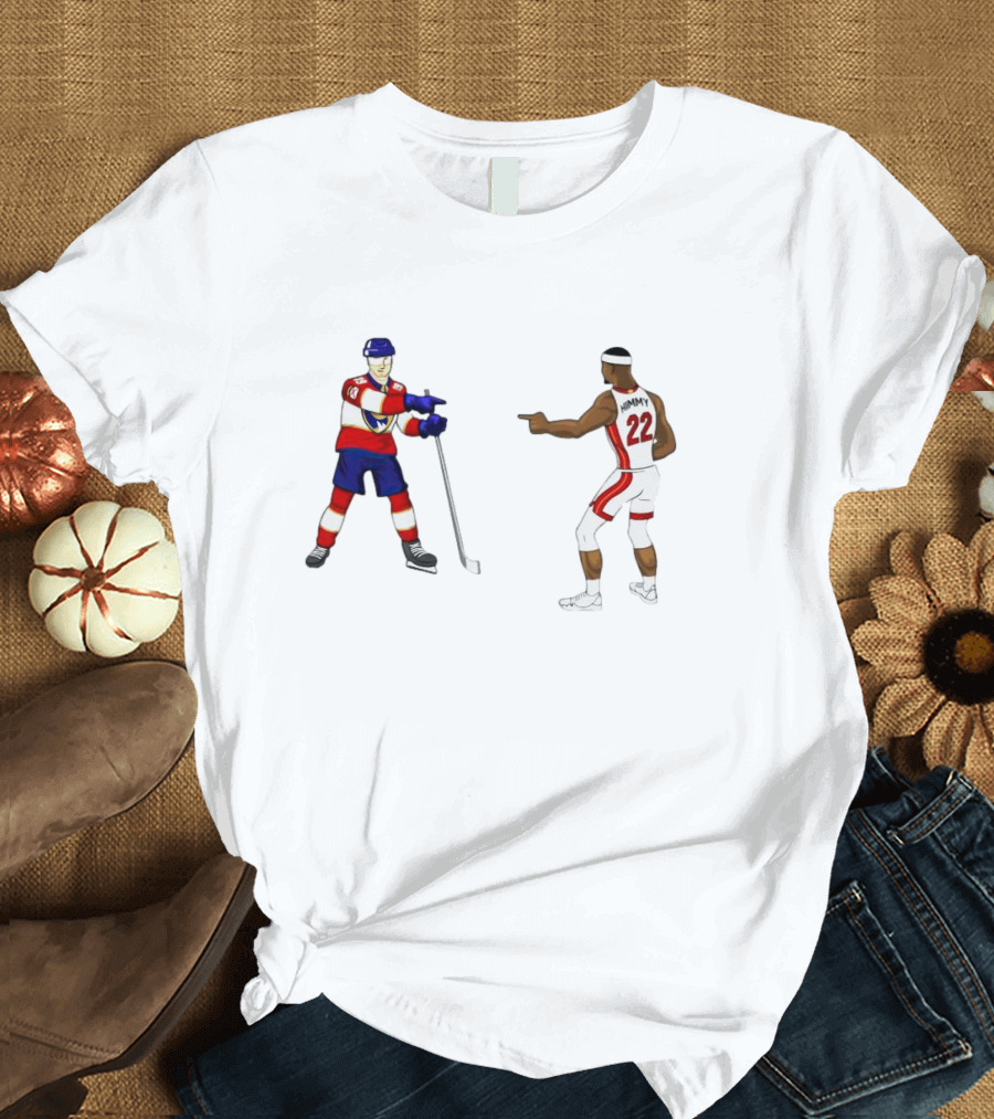 Matthew Tkachuk Number 19 Hockey And Jimmy Butler Number 22 Basketball Players Pointing T-Shirt