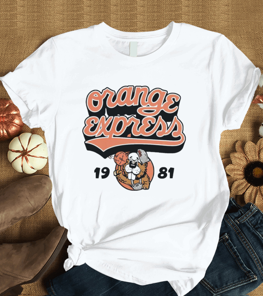 Orange Express 1981 OSU Basketball Beavers Cartoon T-Shirt
