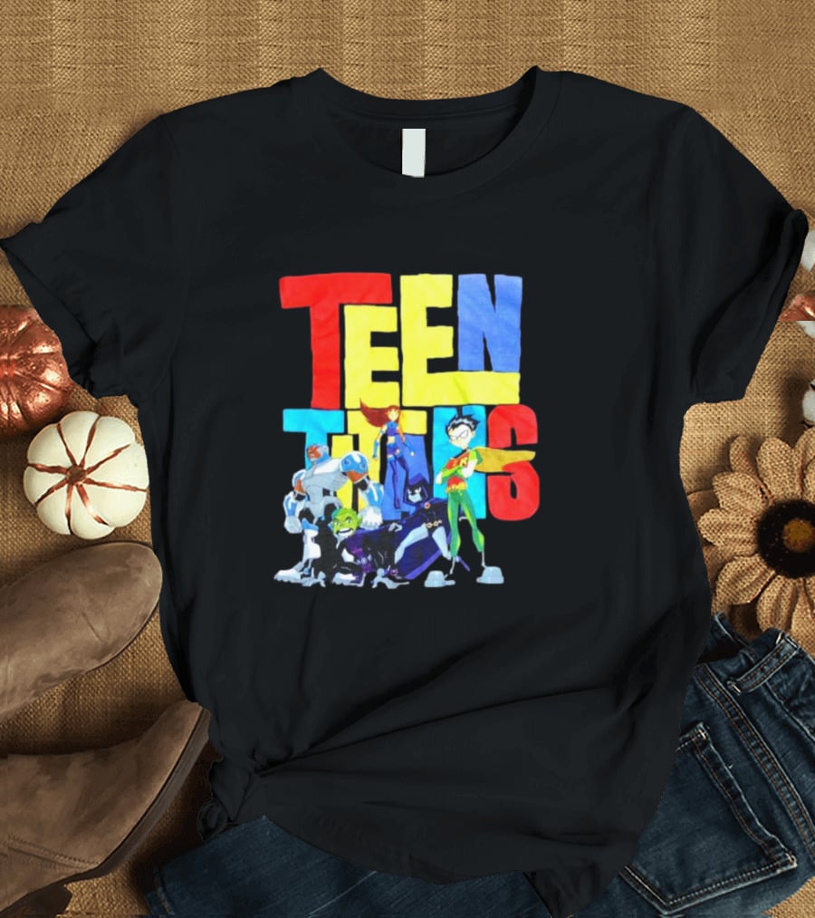 Teen Titans Cartoon Characters Group Pose T-Shirt