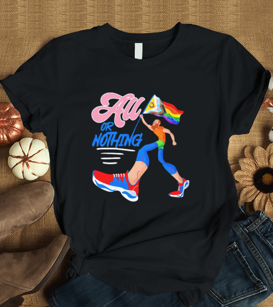 All Or Nothing Pride Flag Runner T-Shirt