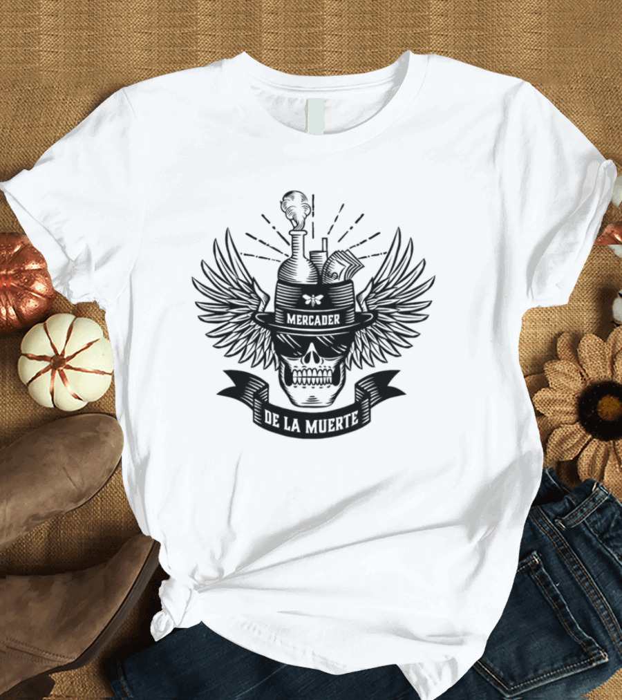 Breaking Bad Mercader De La Muerte Skull Wings Flask Money Smoke T-Shirt