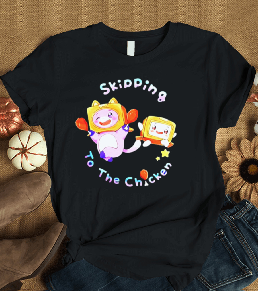 Skipping To The Chicken Lankybox Boxy And Foxy Playful Adventure T-Shirt