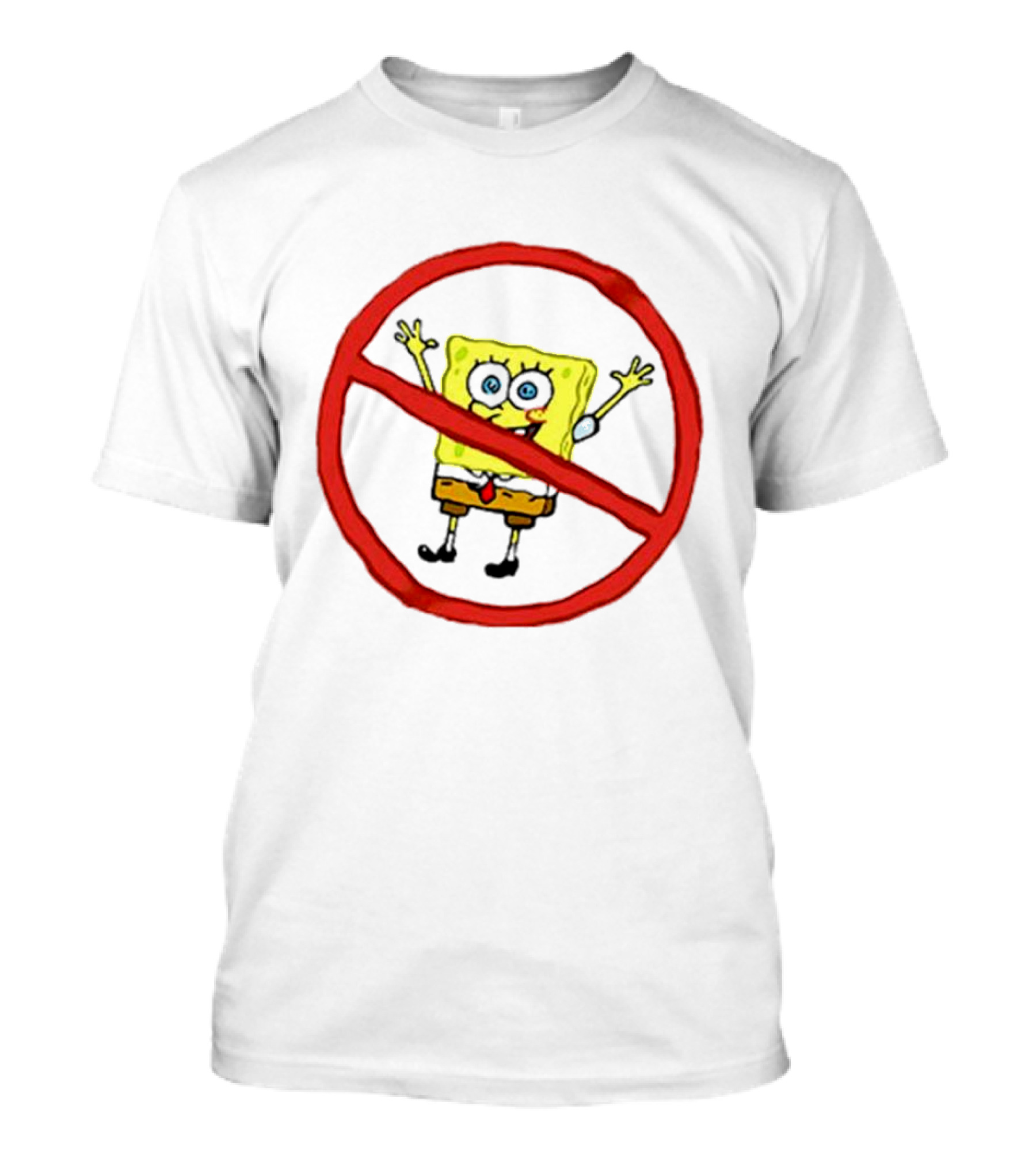 National No Spongebob Day Yellow Cartoon Character With Red Prohibition T-Shirt