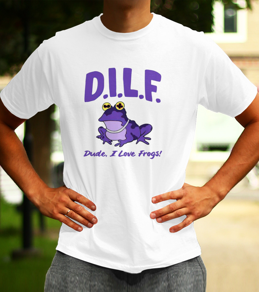 TCU Horned Frogs DILF Dude I Love Frogs Purple Cartoon Frog T-Shirt