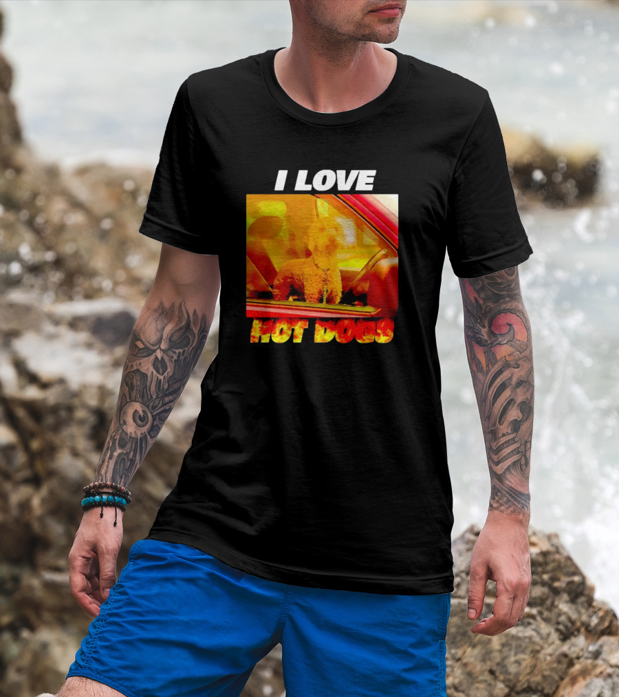 I Love Hot Dogs Dog In Car T-Shirt