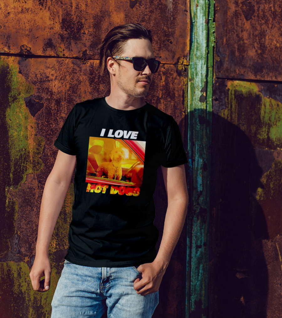 I Love Hot Dogs Dog In Car T-Shirt