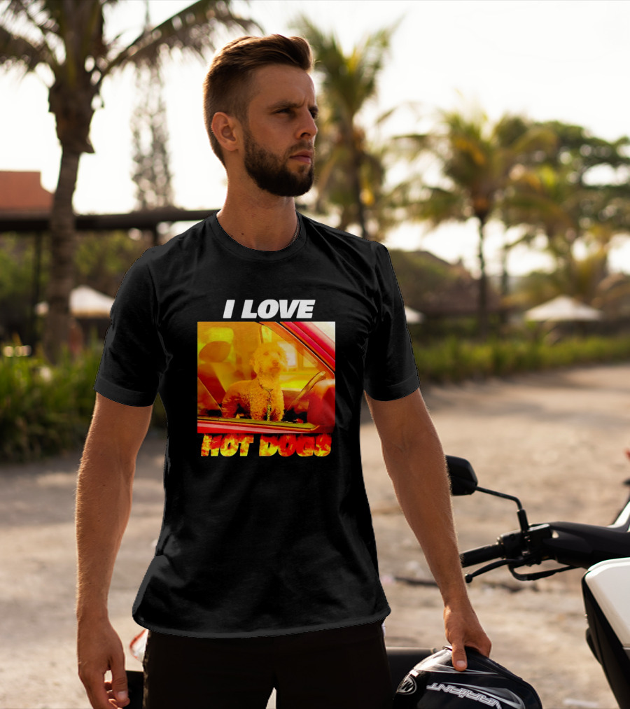 I Love Hot Dogs Dog In Car T-Shirt