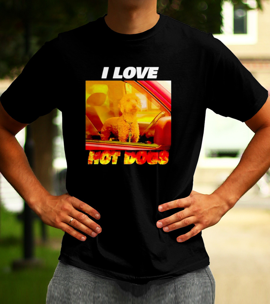 I Love Hot Dogs Dog In Car T-Shirt
