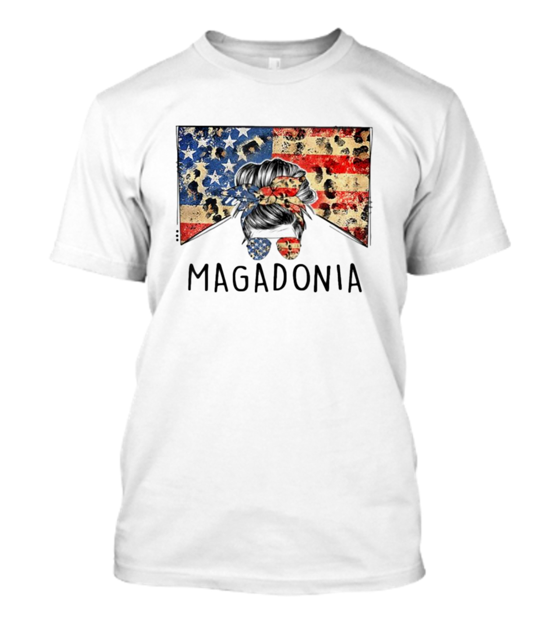 Messy Bun American Flag Magadonia T-Shirt
