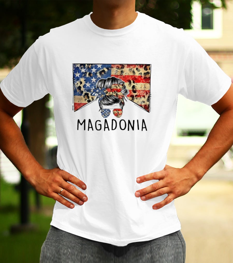 Messy Bun American Flag Magadonia T-Shirt