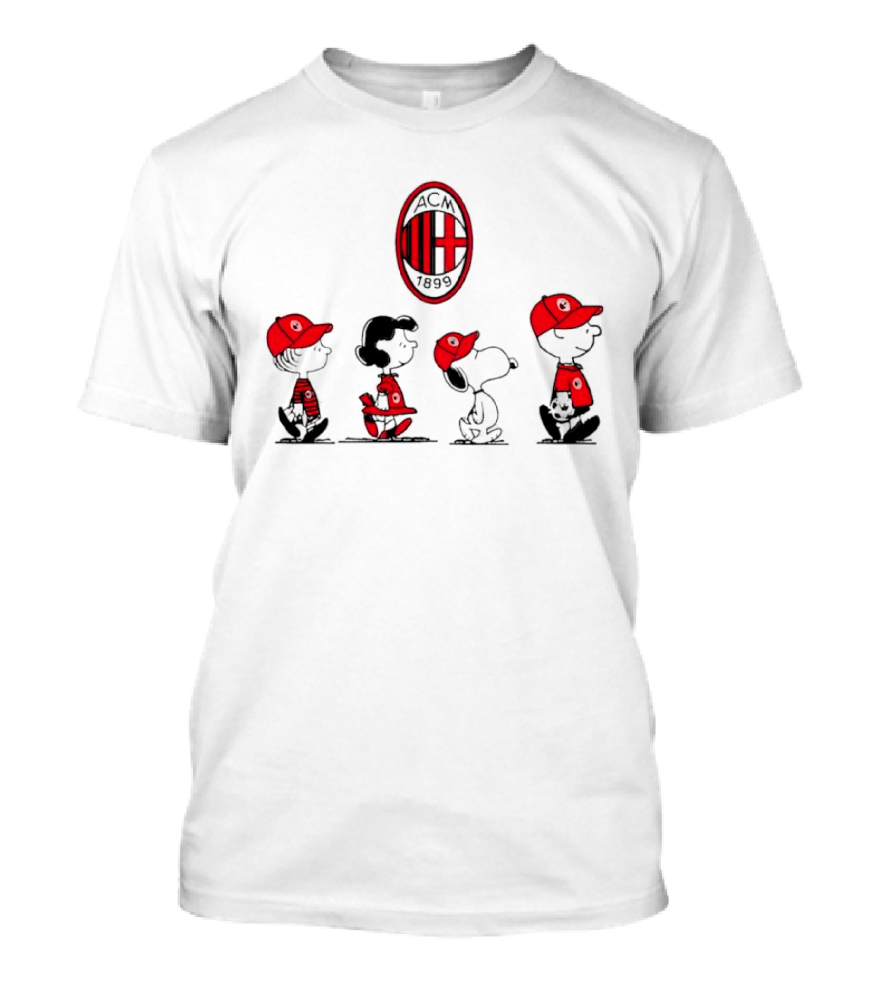 AC Milan FC Peanuts Snoopy Characters Walking T-Shirt