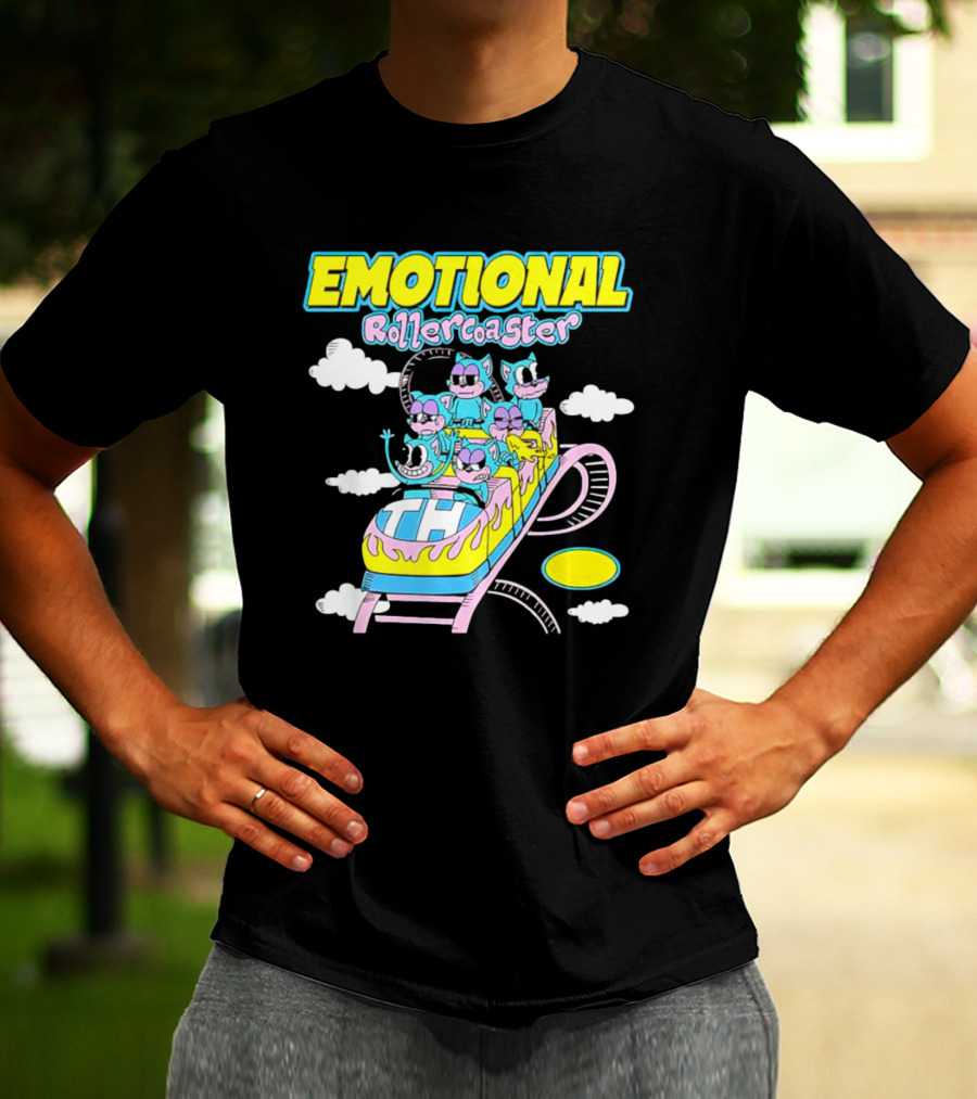 Emotional Rollercoaster Cartoon Characters On Amusement Ride T-Shirt