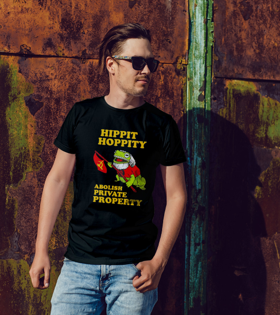 Hippity Hoppity Abolish Private Property Frogs Communist Flag T-Shirt