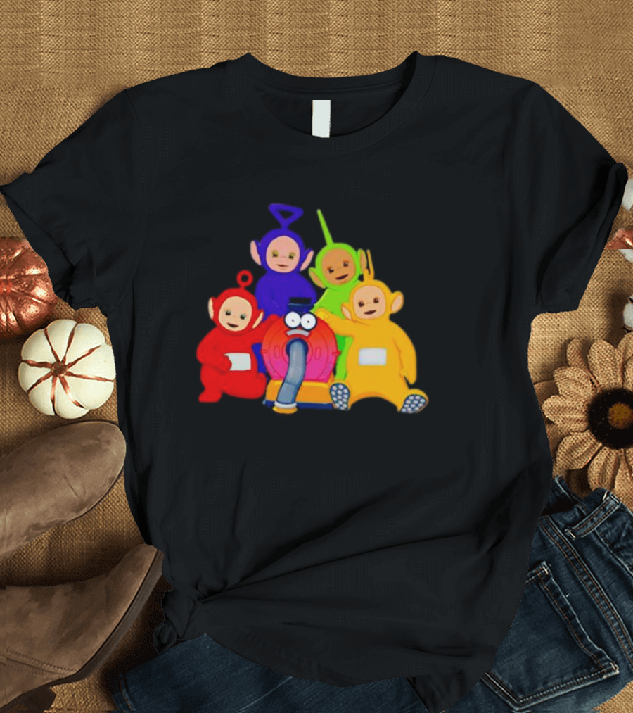 Teletubbies Characters And Noo-Noo Vacuum Clean Identical Four Cartoon Puppets T-Shirt