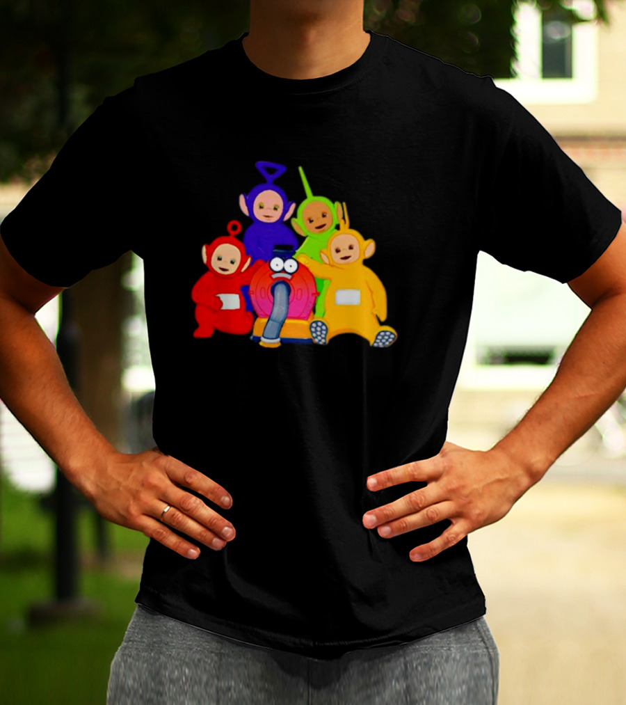 Teletubbies Characters And Noo-Noo Vacuum Clean Identical Four Cartoon Puppets T-Shirt