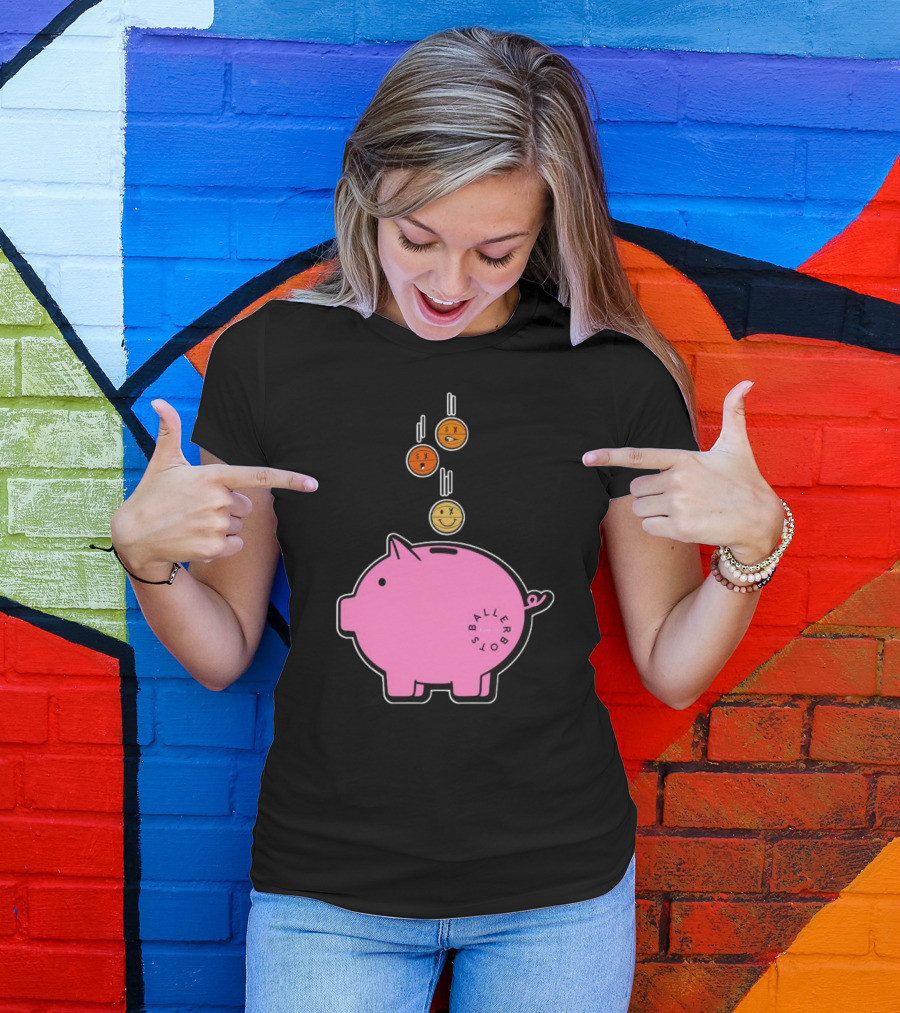 Ballers Bots Piggy Bank With Falling Emoji Coins T-Shirt