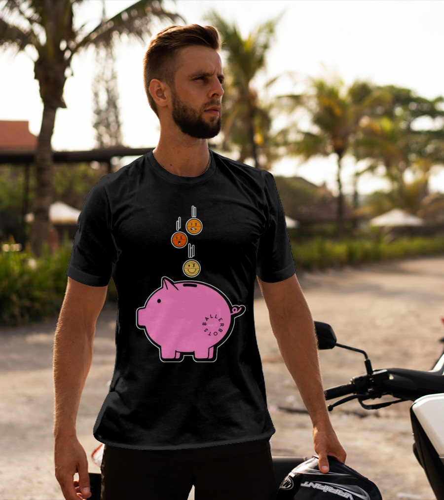 Ballers Bots Piggy Bank With Falling Emoji Coins T-Shirt
