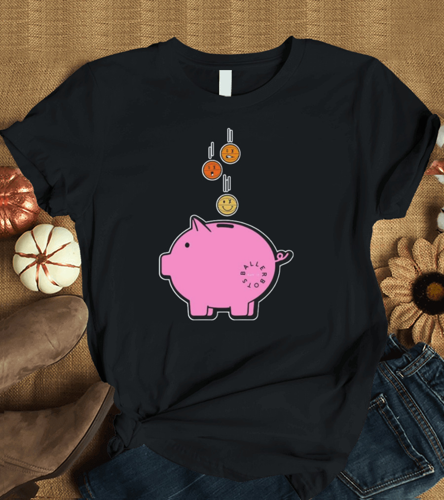 Ballers Bots Piggy Bank With Falling Emoji Coins T-Shirt