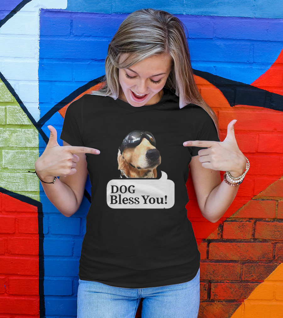 DOG Bless You Dog With Goggles T-Shirt
