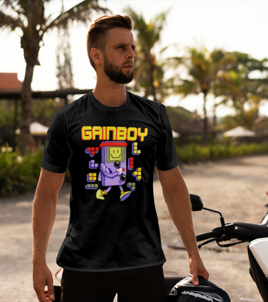 Gainboy Retro Game Character Blocks Fun T-Shirt