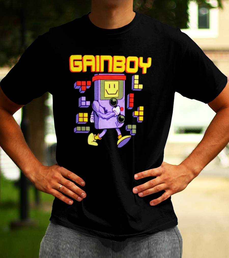 Gainboy Retro Game Character Blocks Fun T-Shirt