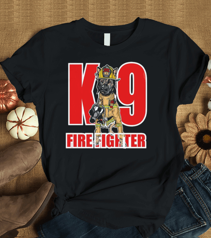 K9 Fire Fighter Dog In Firefighter Gear T-Shirt