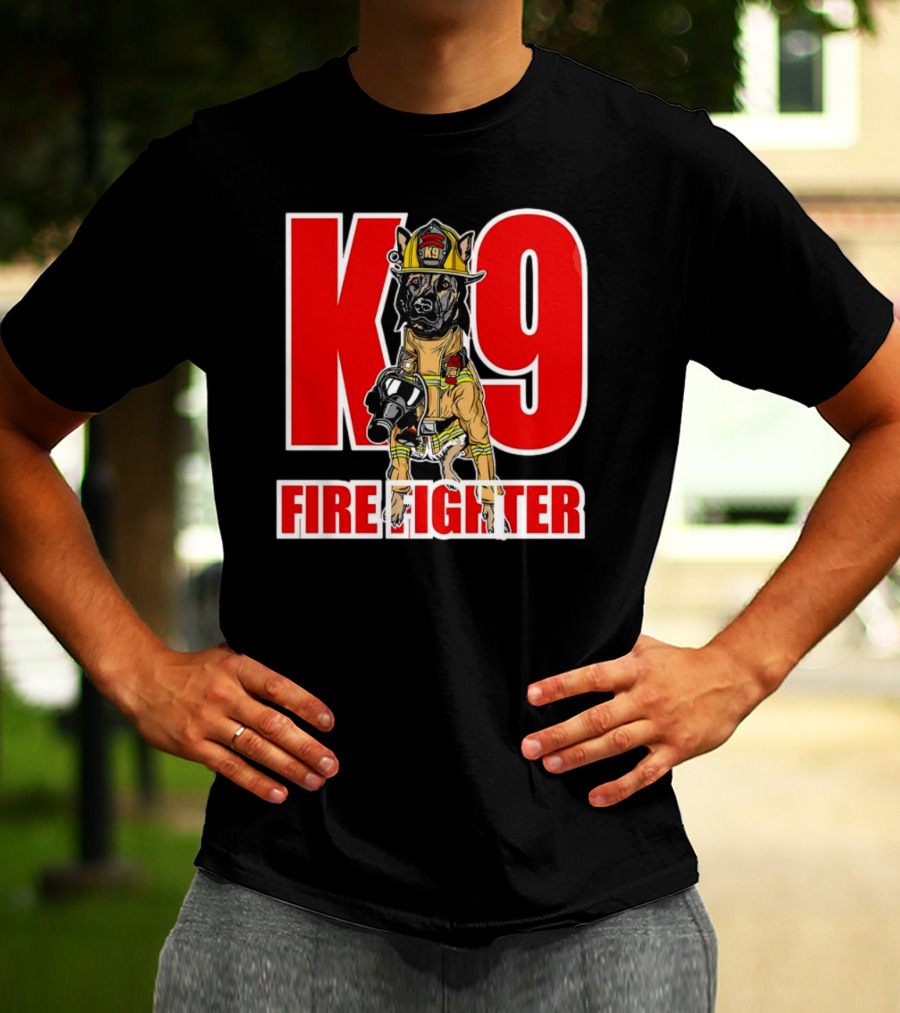 K9 Fire Fighter Dog In Firefighter Gear T-Shirt