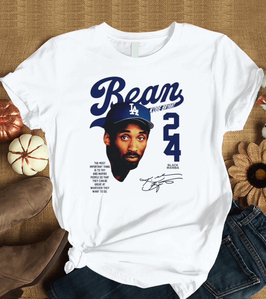 Bean Los Angeles Dodgers Kobe Bryant Signature Black Mamba 24 T-Shirt