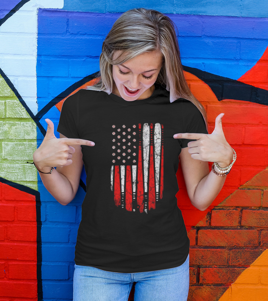 Minnesota Twins American Flag Baseball Bat T-Shirt