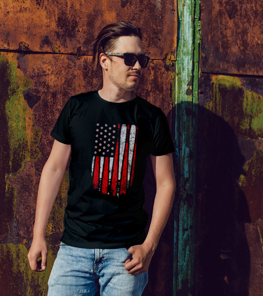 Minnesota Twins American Flag Baseball Bat T-Shirt