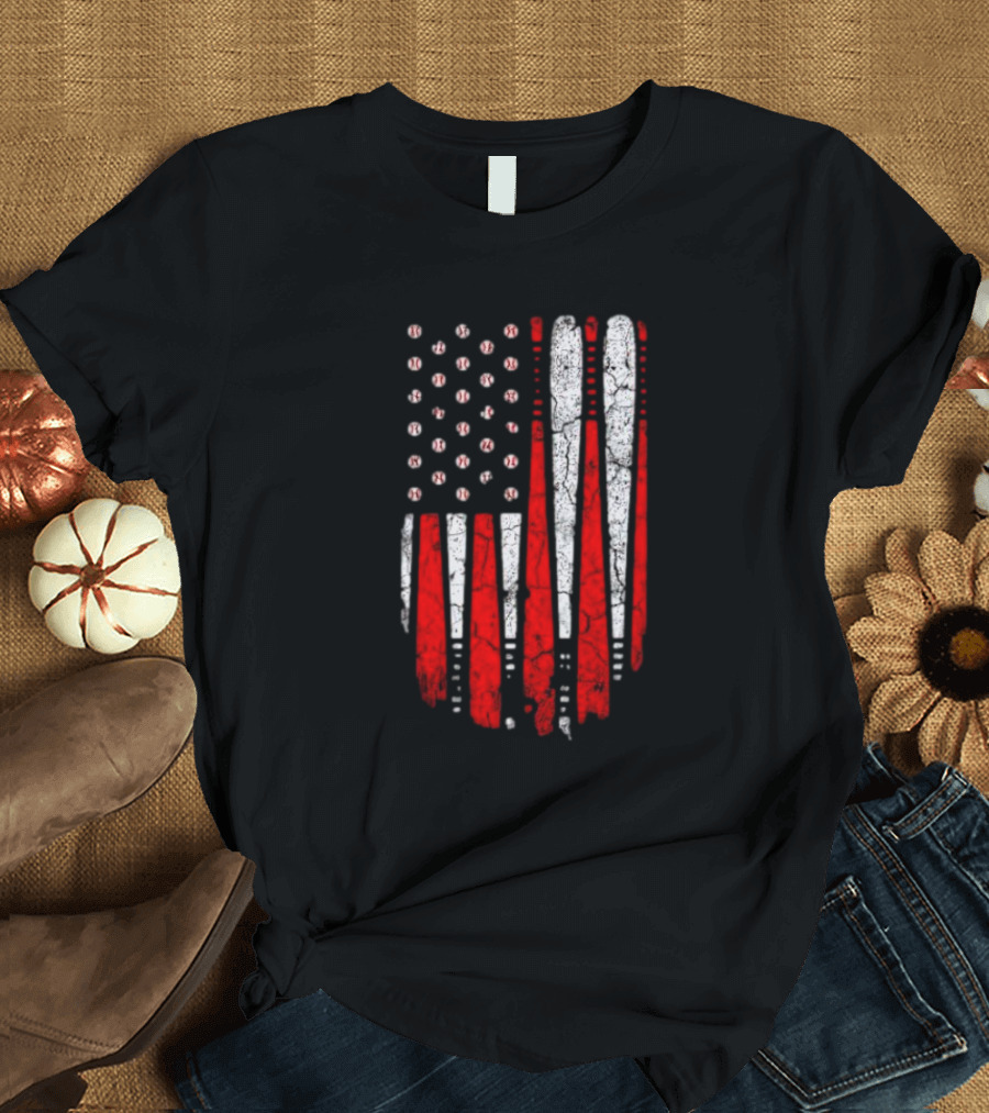 Minnesota Twins American Flag Baseball Bat T-Shirt