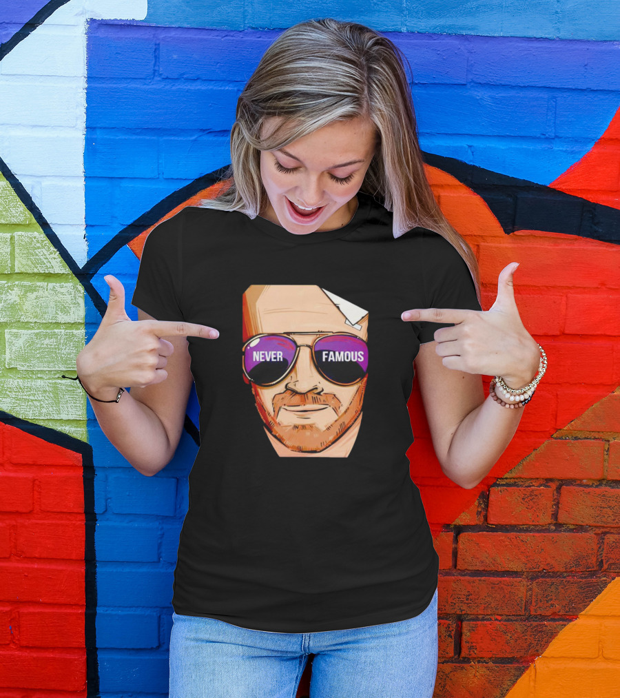 Never Famous Sunglasses Face Artwork Reflection T-Shirt