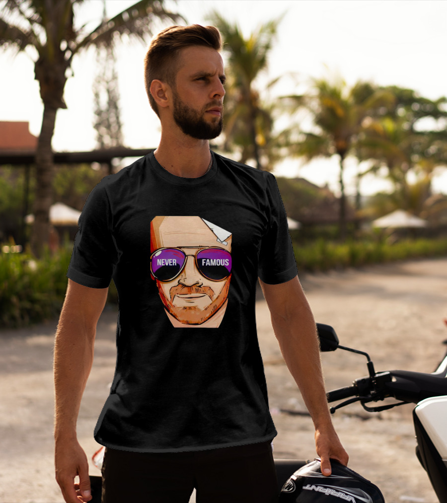 Never Famous Sunglasses Face Artwork Reflection T-Shirt