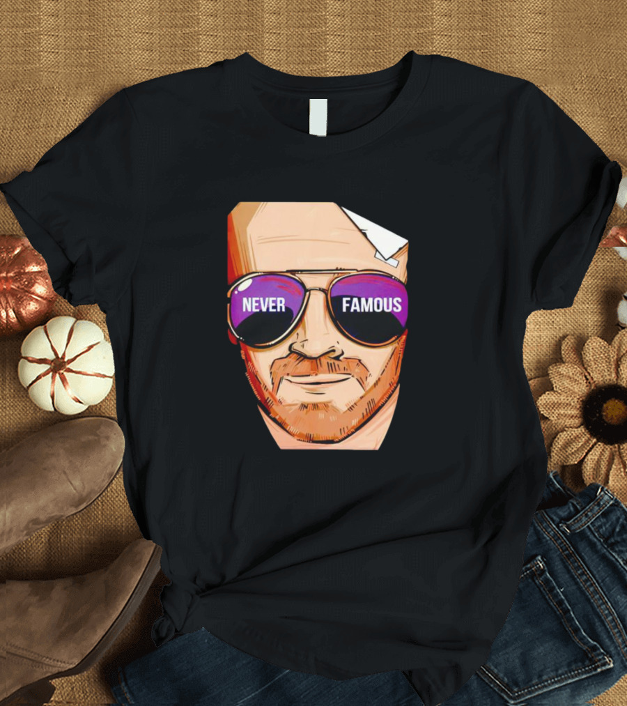 Never Famous Sunglasses Face Artwork Reflection T-Shirt