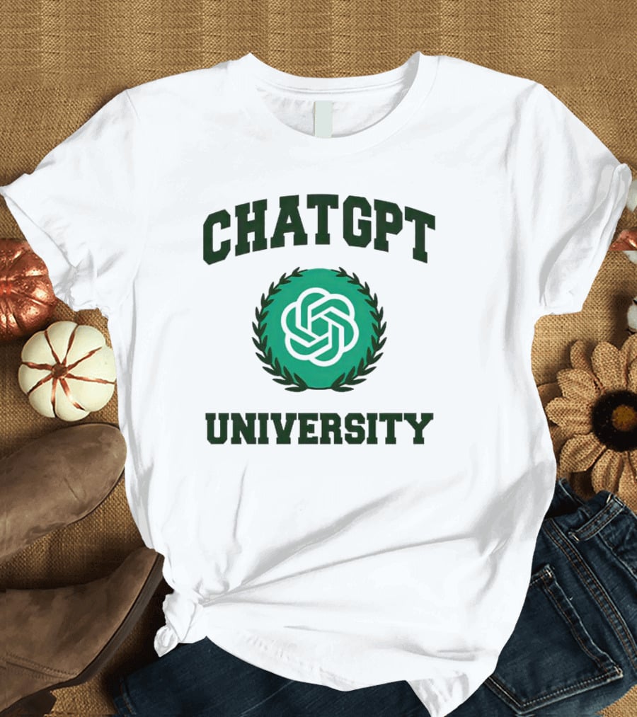 CHAT GPT University Crest Logo Green Circle T-Shirt