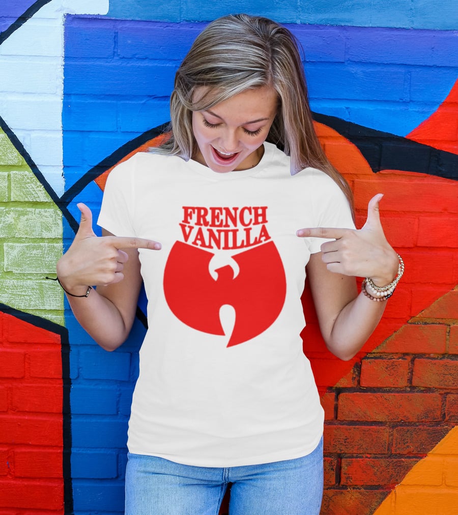 French Vanilla Wutang Logo Red Emblem T-Shirt
