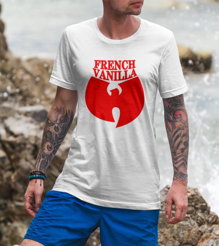 French Vanilla Wutang Logo Red Emblem T-Shirt