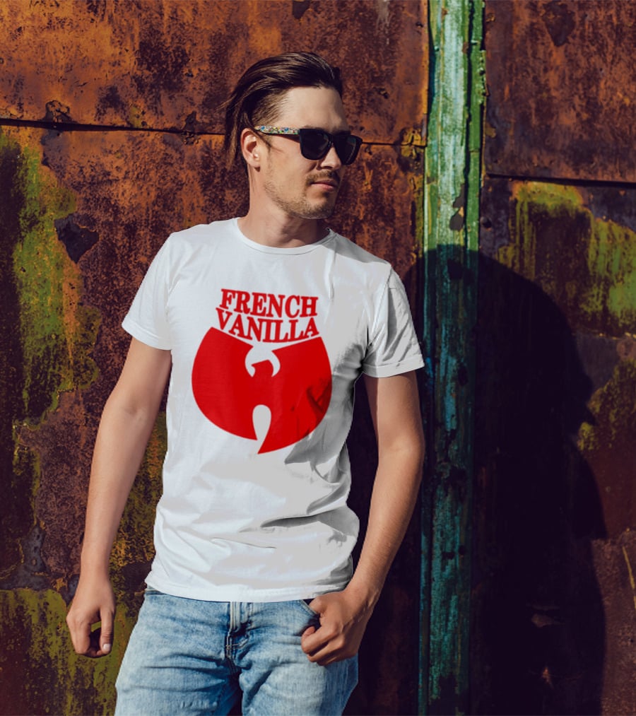 French Vanilla Wutang Logo Red Emblem T-Shirt