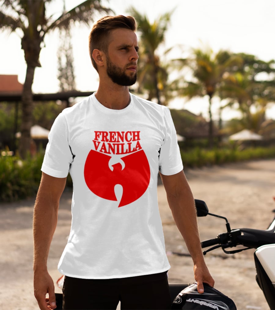 French Vanilla Wutang Logo Red Emblem T-Shirt