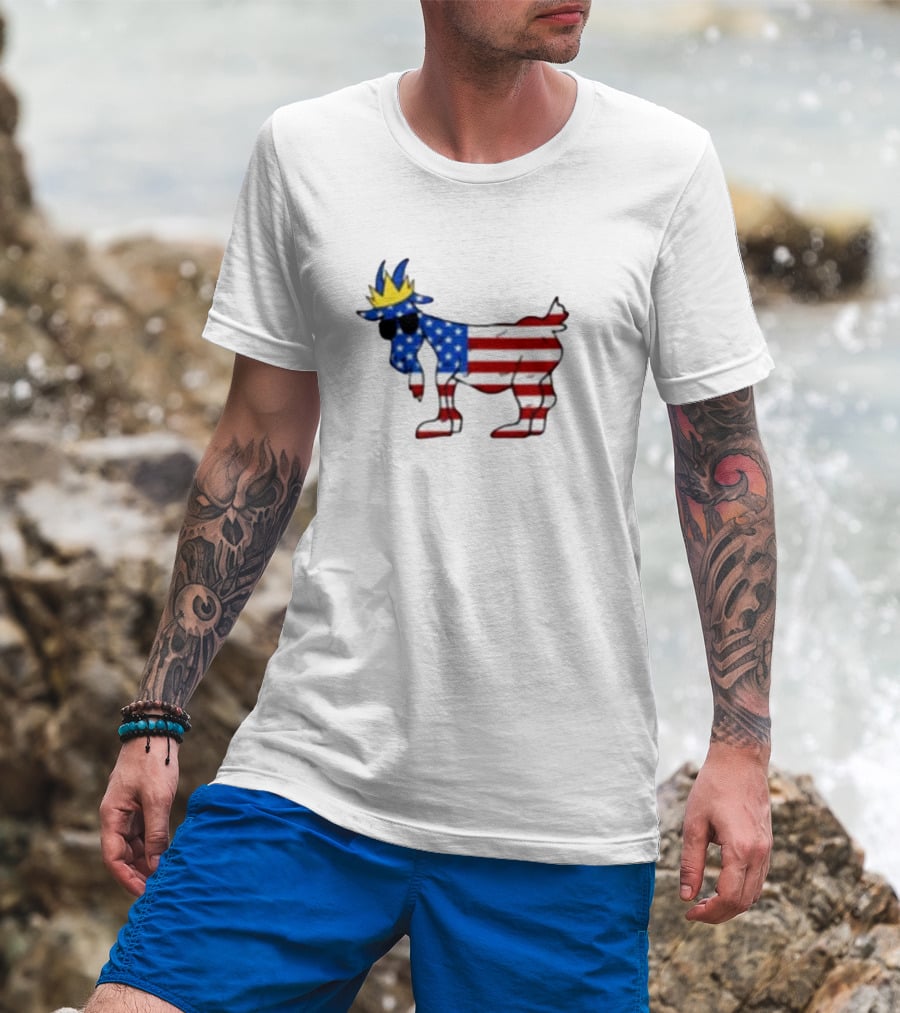 Goat USA Patriotic Stars And Stripes Crown T-Shirt