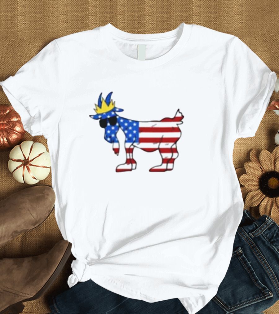 Goat USA Patriotic Stars And Stripes Crown T-Shirt