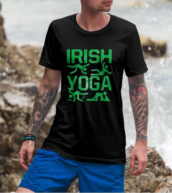 Irish Yoga Green Figures Humor Ireland St. Patrick's Day T-Shirt