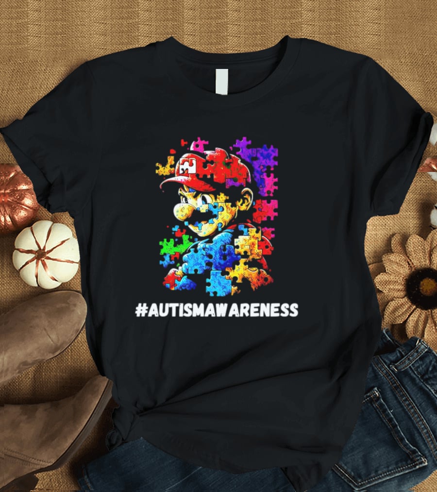 Mario Puzzle Autism Awareness T-Shirt