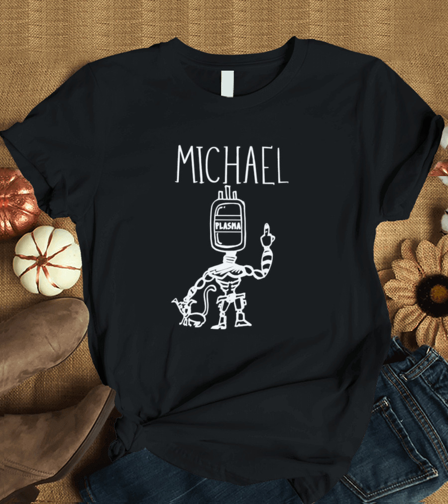 Michael Robot Plasma Figure With Cat T-Shirt
