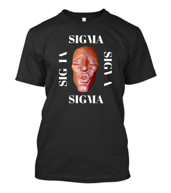 Sigma Face Mask Surrounded By Rotated Sigma Text T-Shirt