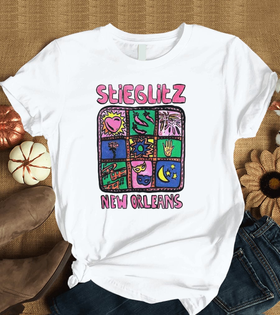 Stieglitz New Orleans Heart Jazz Mask Stars Moon Hand Flower Mardi Gras T-Shirt